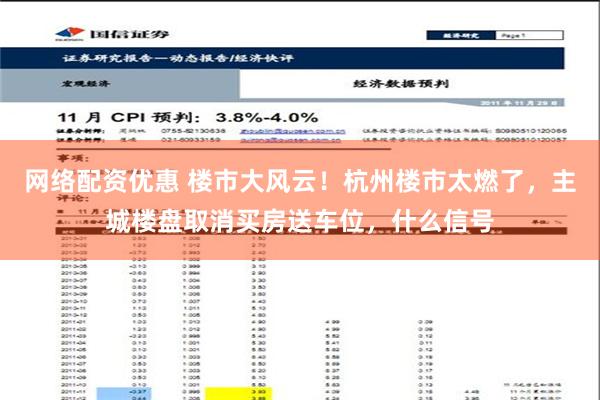 网络配资优惠 楼市大风云！杭州楼市太燃了，主城楼盘取消买房送车位，什么信号