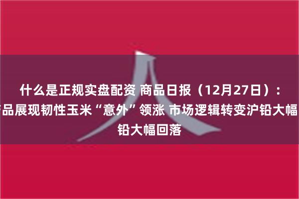 什么是正规实盘配资 商品日报（12月27日）：农产品展现韧性玉米“意外”领涨 市场逻辑转变沪铅大幅回落